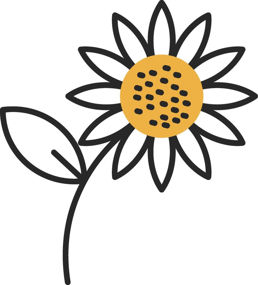 Sunflower Skined Filled Icon vector