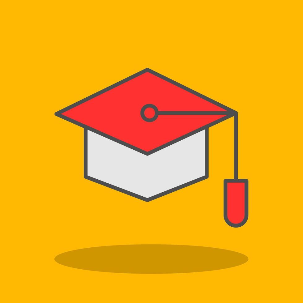 Graduate Hat Filled Shadow Icon vector