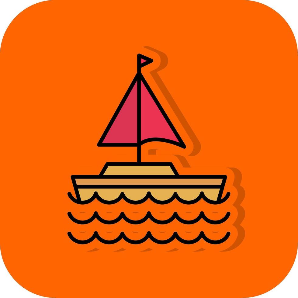 Sail Boat Filled Orange background Icon vector