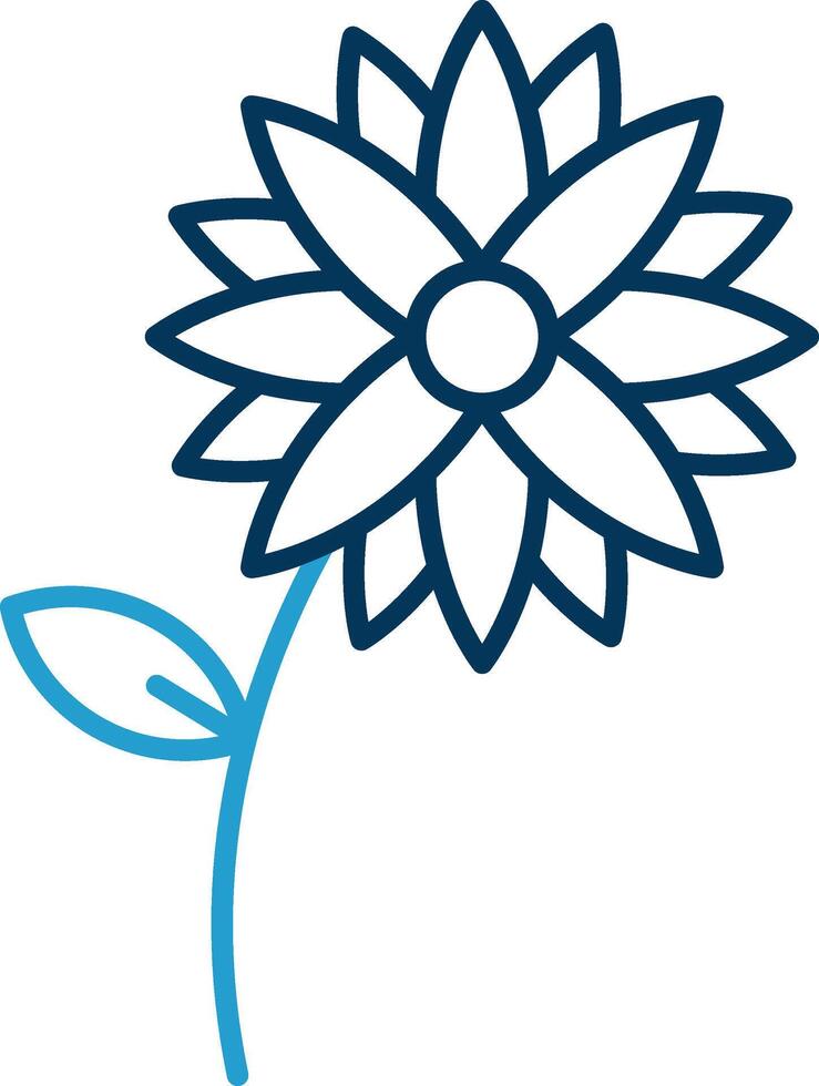 Flower Line Blue Two Color Icon vector