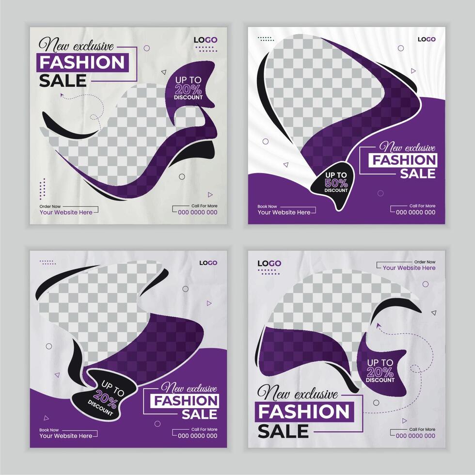 fashion bundle social media post or banner design template vector