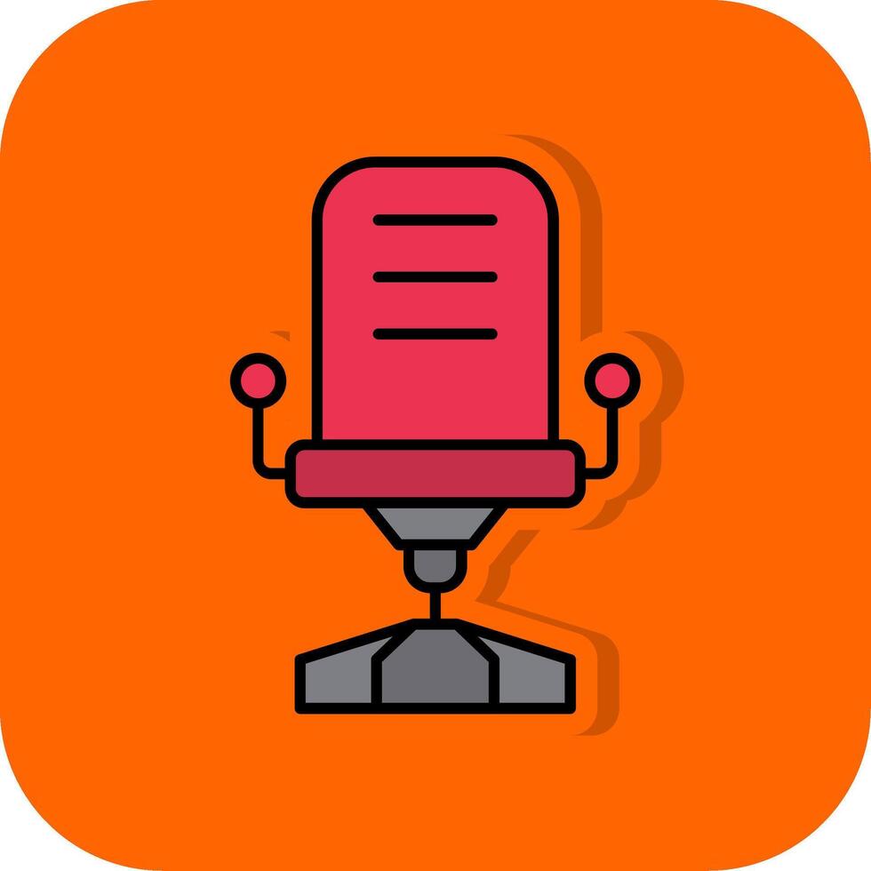 Desk Chair Filled Orange background Icon vector