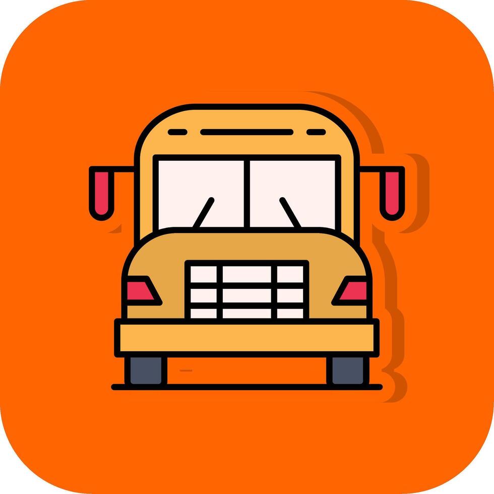 colegio autobús lleno naranja antecedentes icono vector