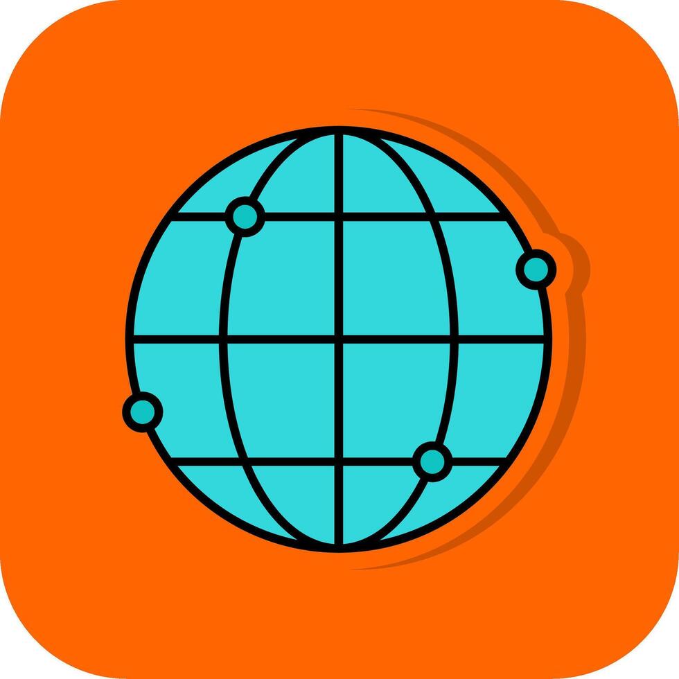 World Filled Orange background Icon vector