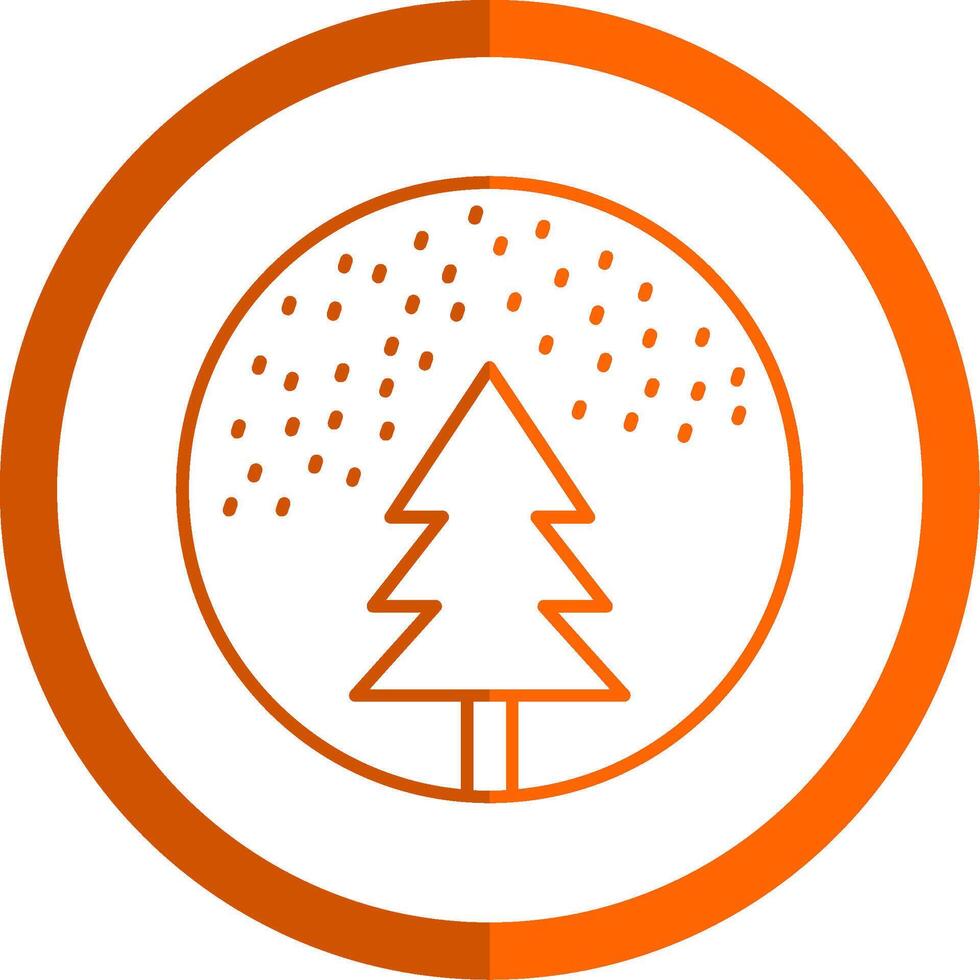 Snow Globe Line Orange Circle Icon vector