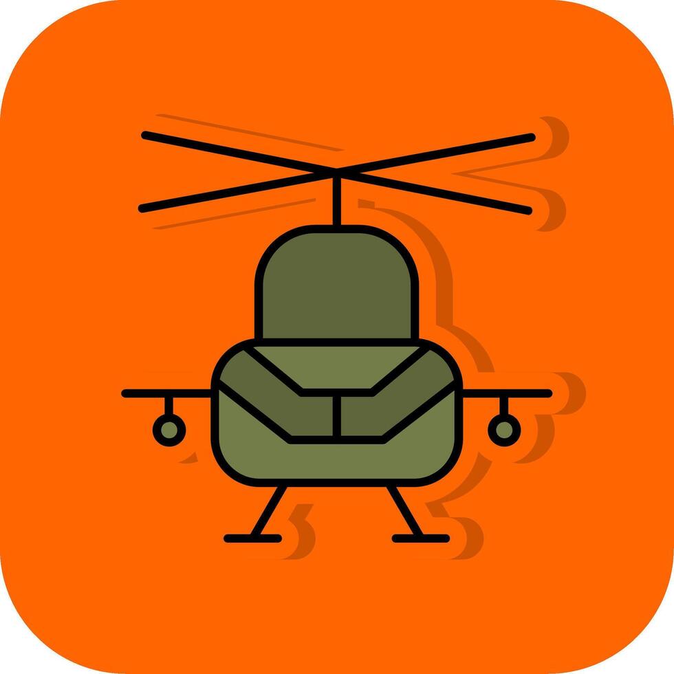 Military Helicopter Filled Orange background Icon vector