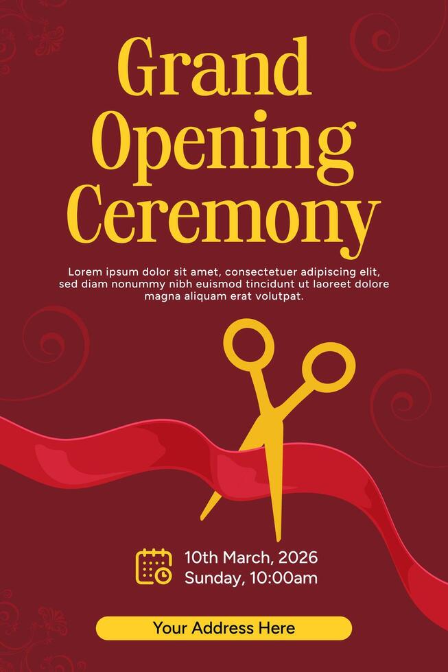 Grand Opening ceremony template or flyer design for advertising vector