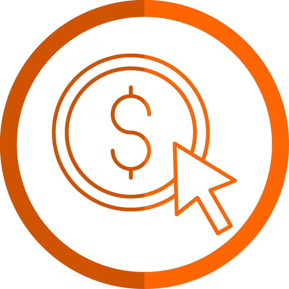 Pay Per Click Line Orange Circle Icon vector