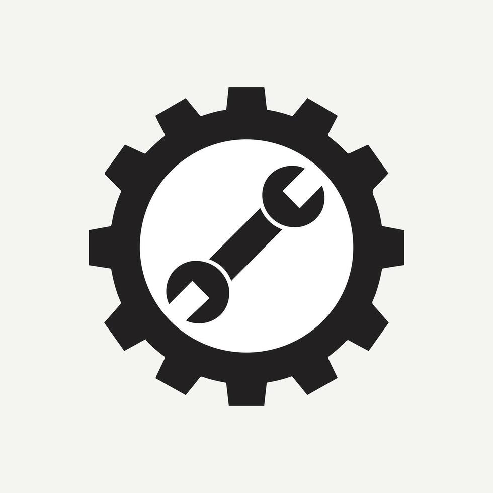 Gear wrench icon in white background vector