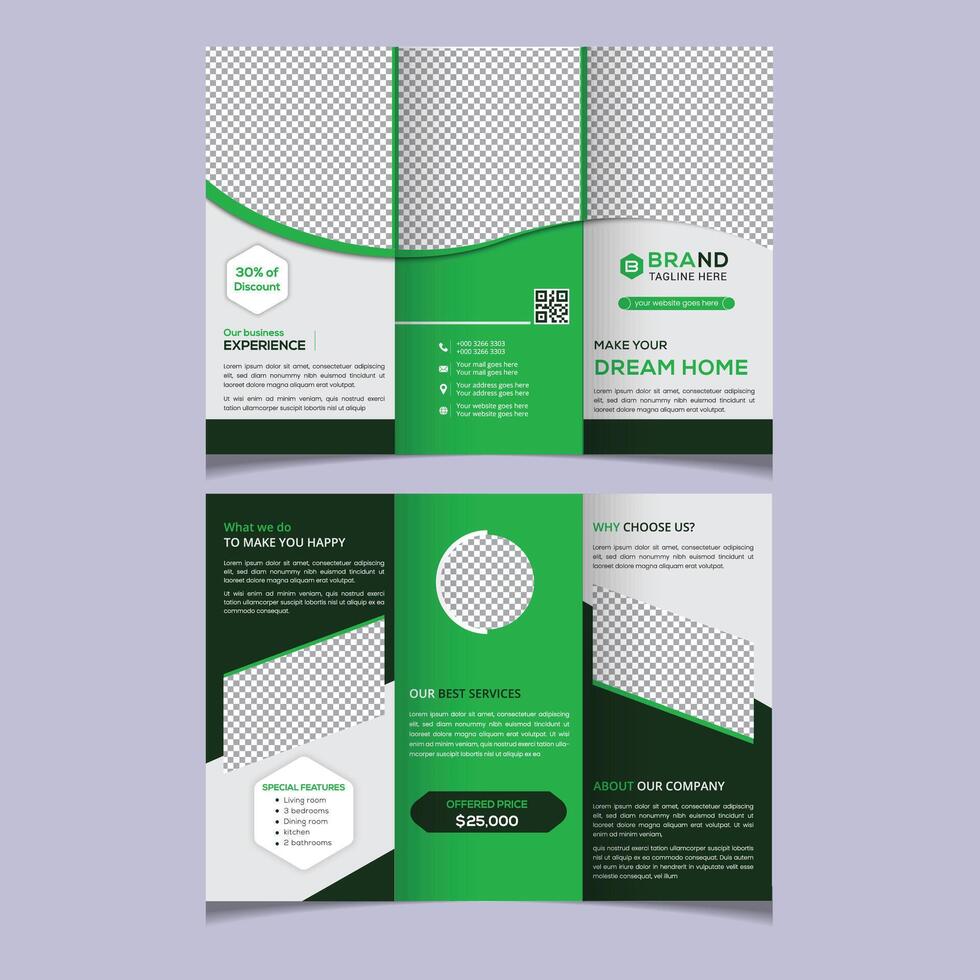 Real estate trifold brochure design vector