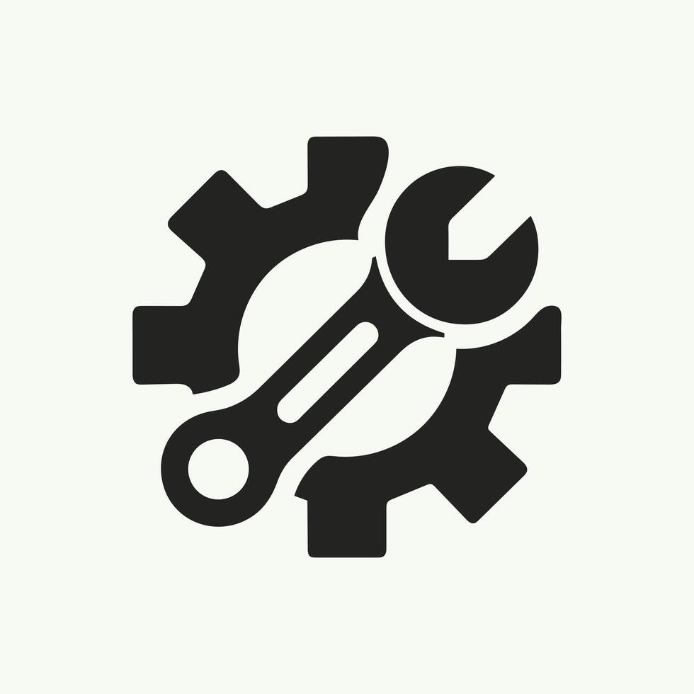 Gear wrench icon in white background vector