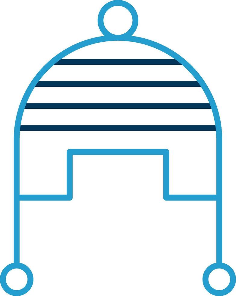 Winter Cap Line Blue Two Color Icon vector
