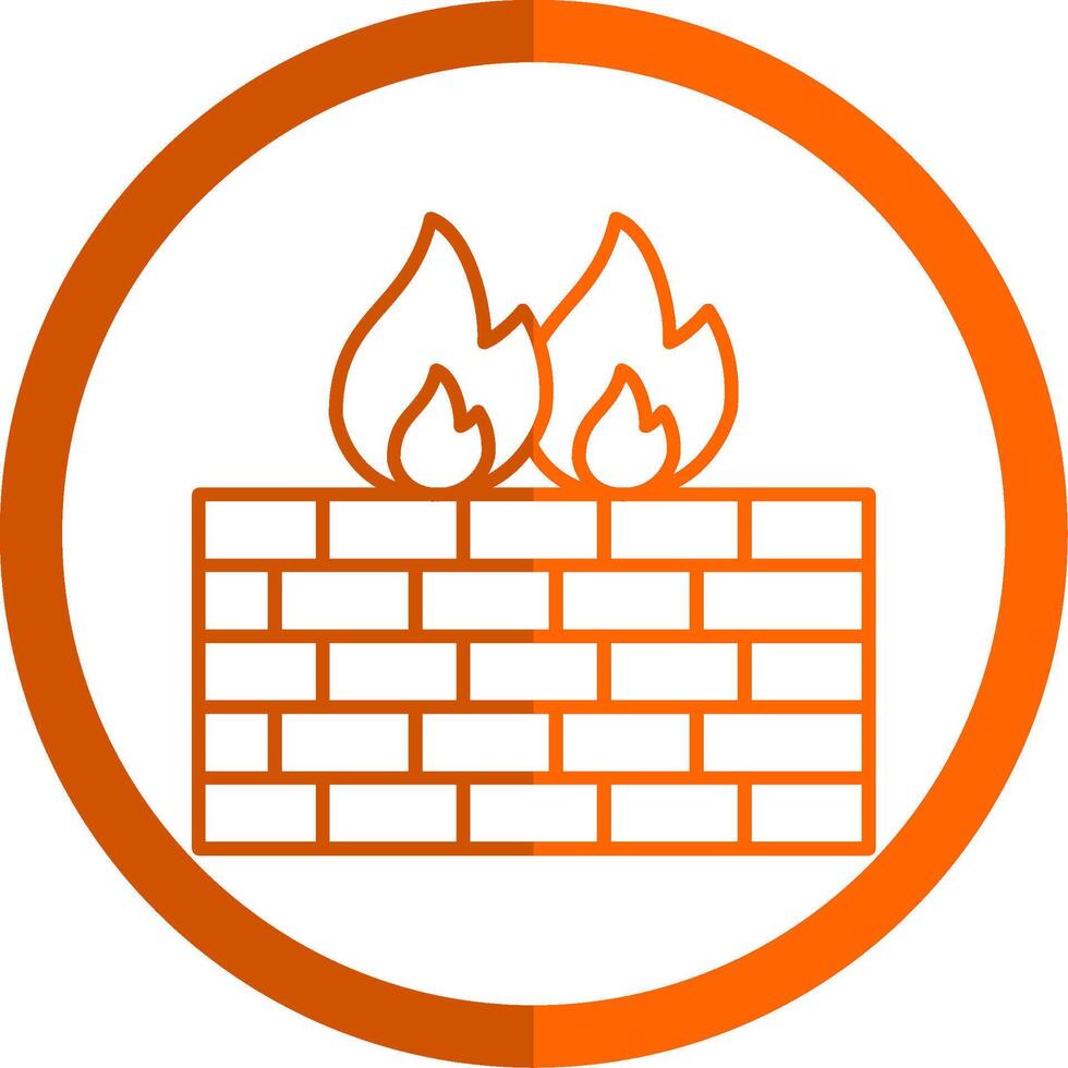 Firewall Line Orange Circle Icon vector