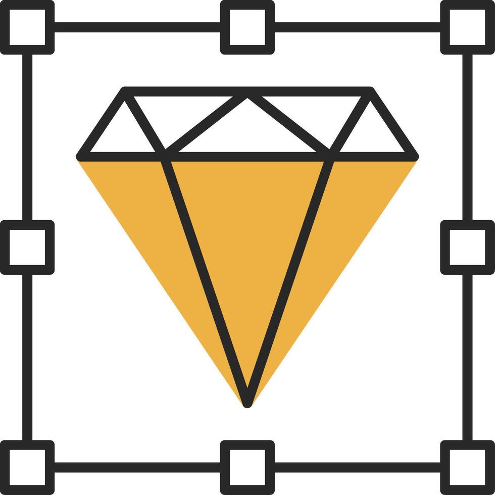 Diamond Skined Filled Icon vector