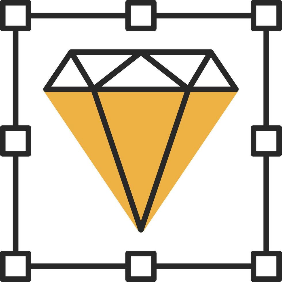 diamante desollado lleno icono vector