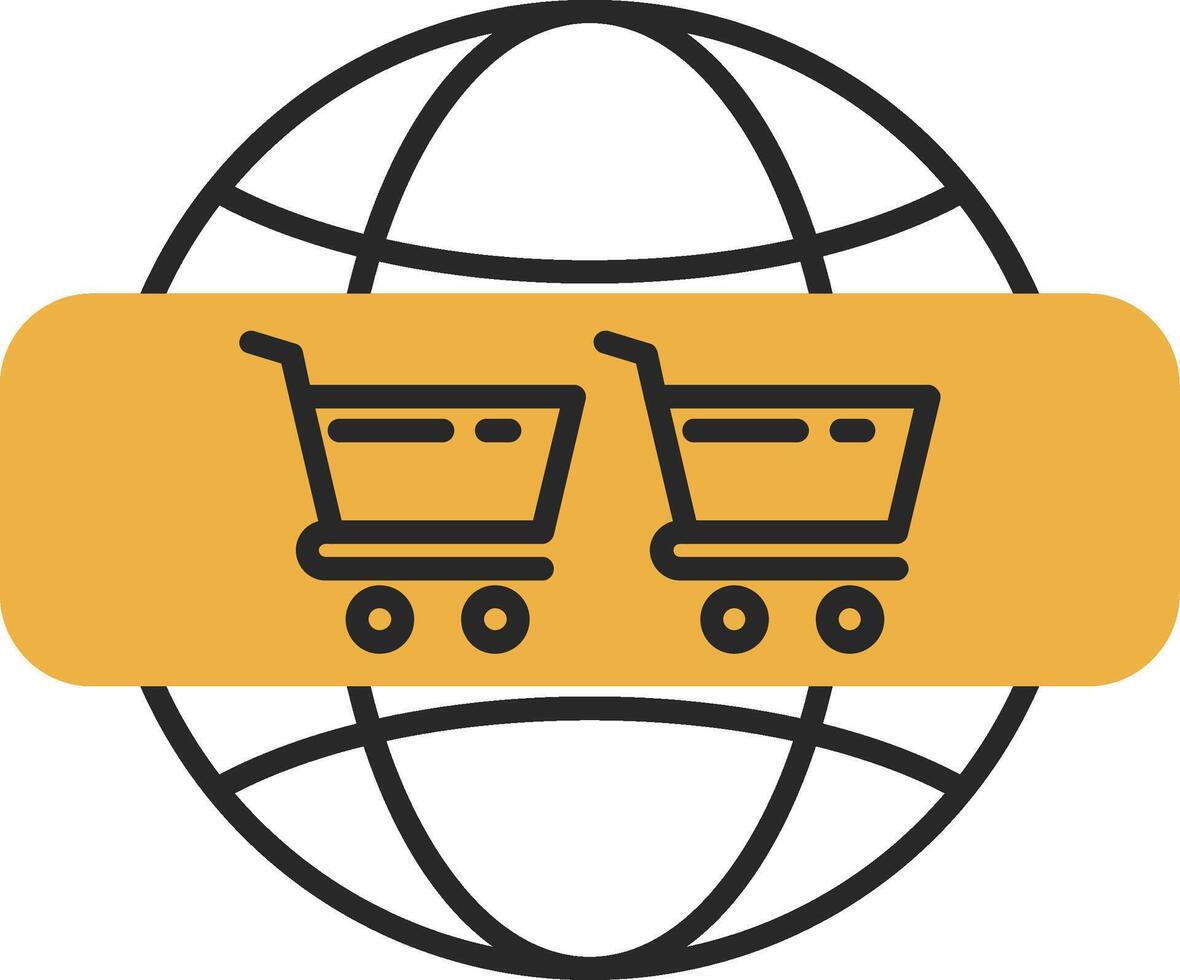 Online Shoping Skined Filled Icon vector