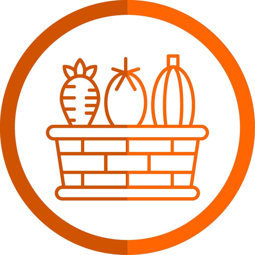 Vegetable Basket Line Orange Circle Icon vector