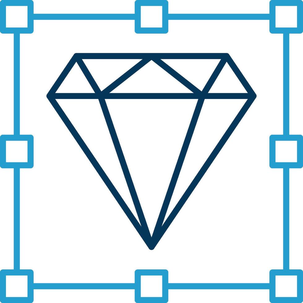 Diamond Line Blue Two Color Icon vector