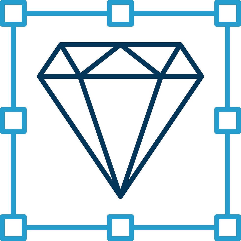 Diamond Line Blue Two Color Icon vector