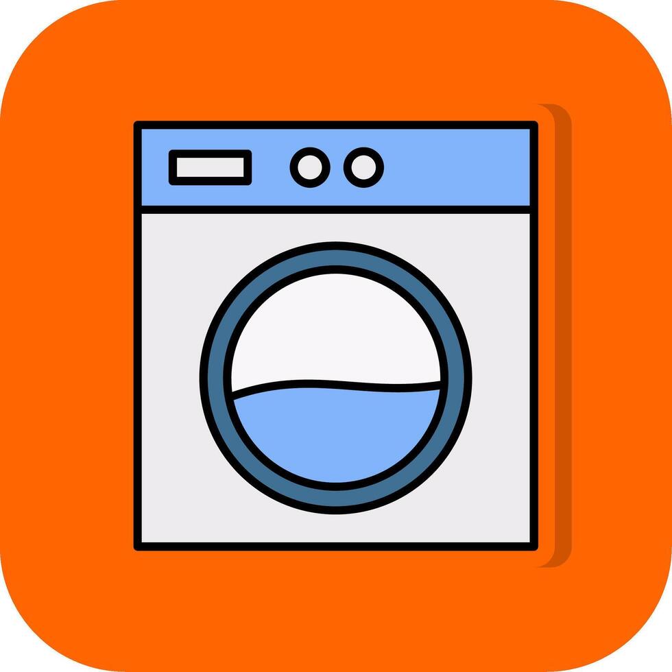 Laundry Machine Filled Orange background Icon vector