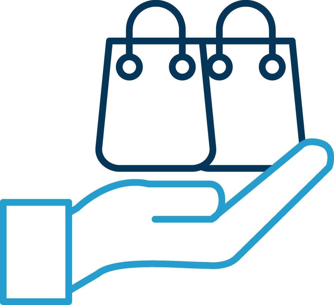 Shopping Bag Line Blue Two Color Icon vector