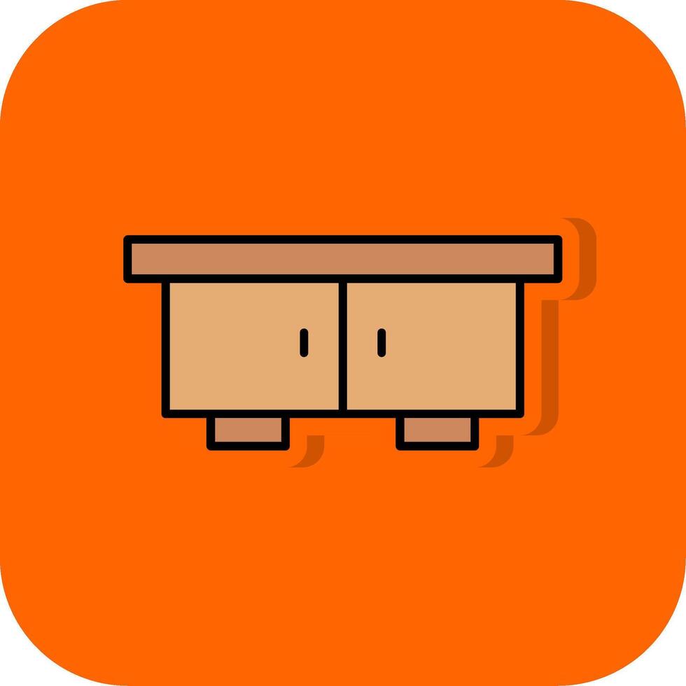 TV Table Filled Orange background Icon vector