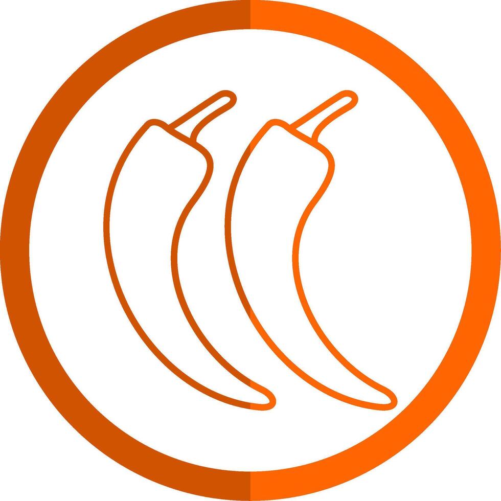 Chilli Line Orange Circle Icon vector