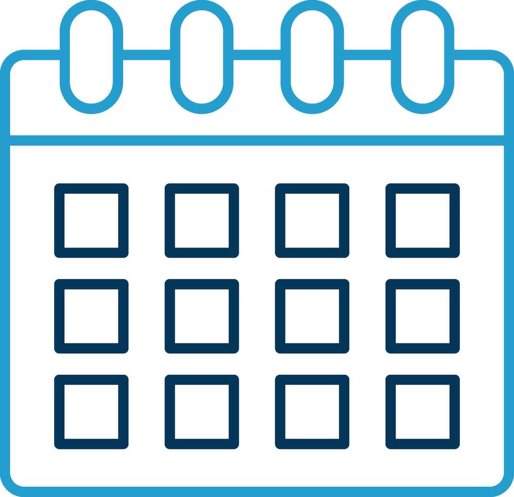 Calendar Line Blue Two Color Icon vector