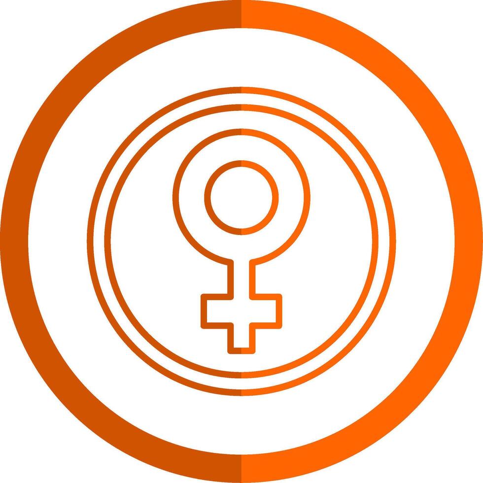 hembra símbolo línea naranja circulo icono vector