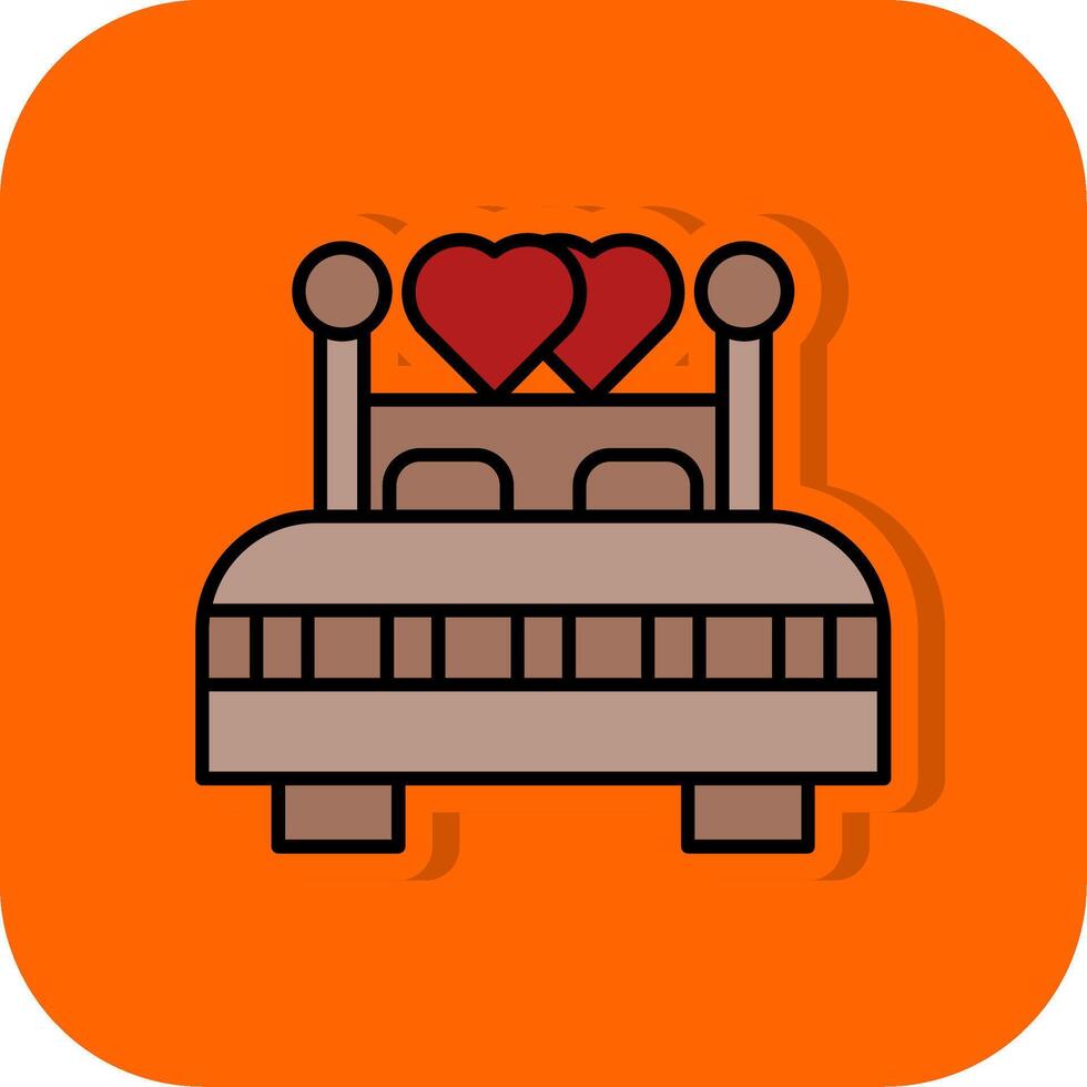 Double Bed Filled Orange background Icon vector