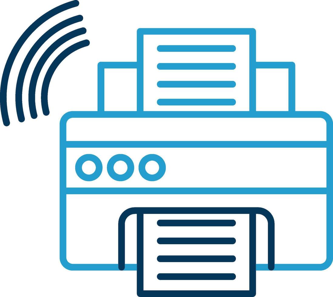 Printer Line Blue Two Color Icon vector