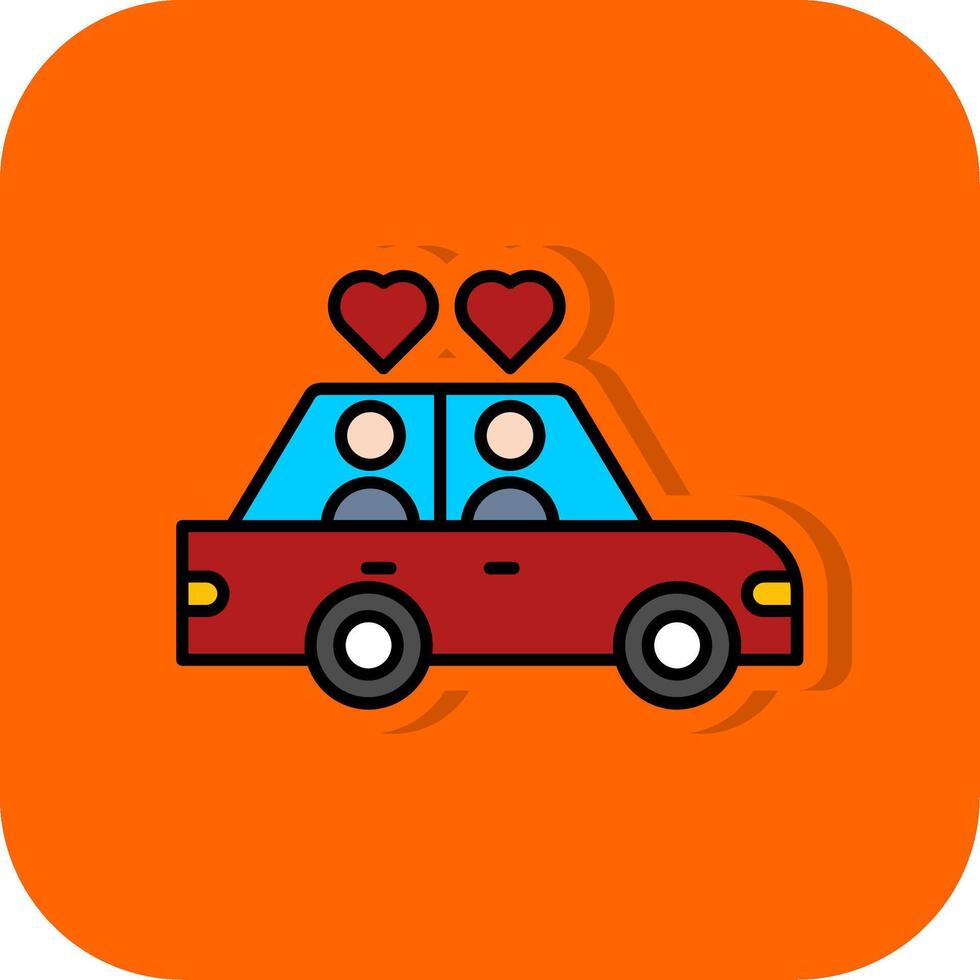 Wedding Car Filled Orange background Icon vector