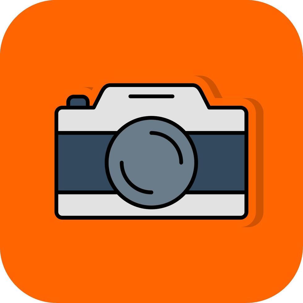 Camera Filled Orange background Icon vector