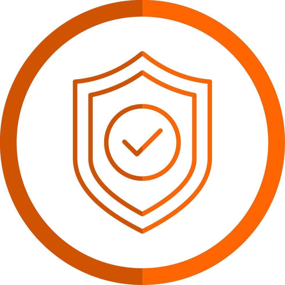 proteccion línea naranja circulo icono vector