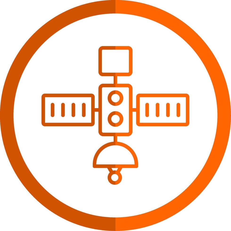 Satellite Line Orange Circle Icon vector