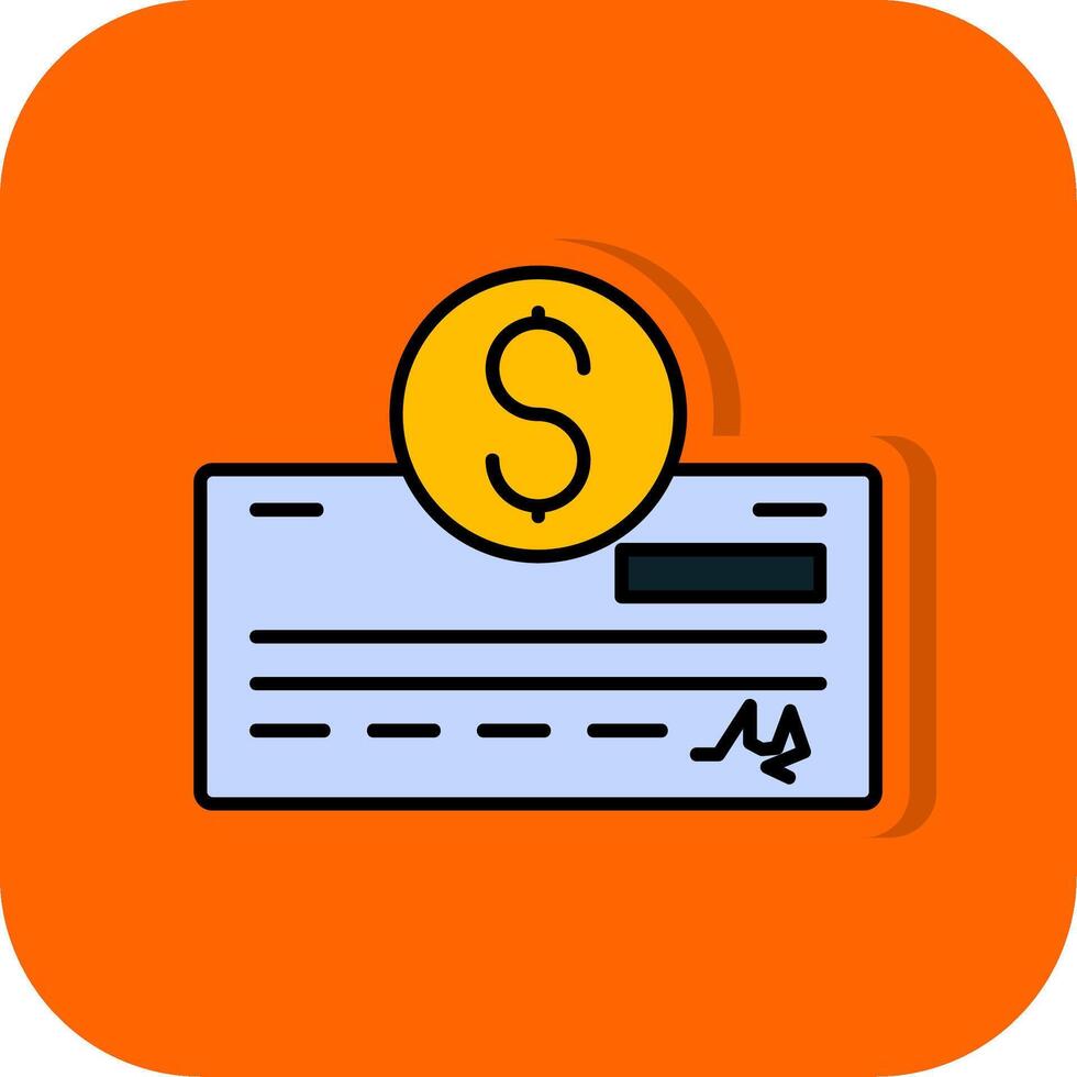 pagar cheque lleno naranja antecedentes icono vector