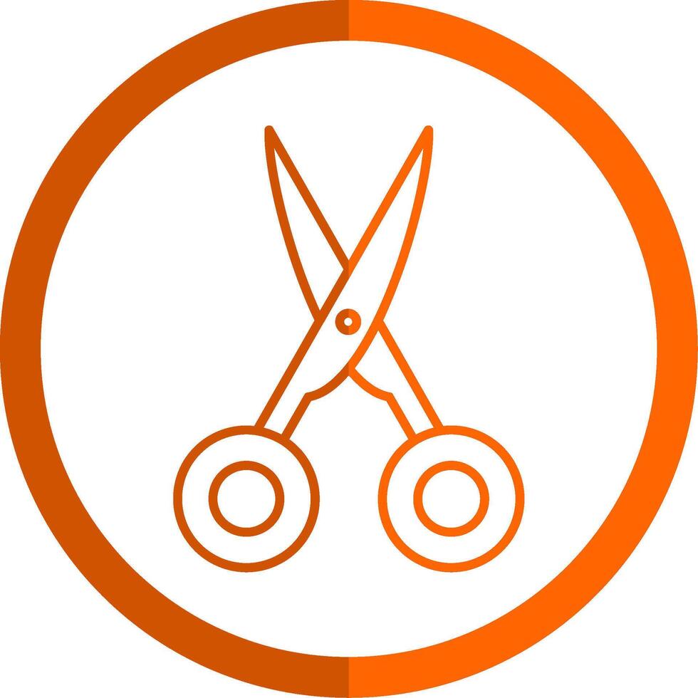 Scissors Line Orange Circle Icon vector