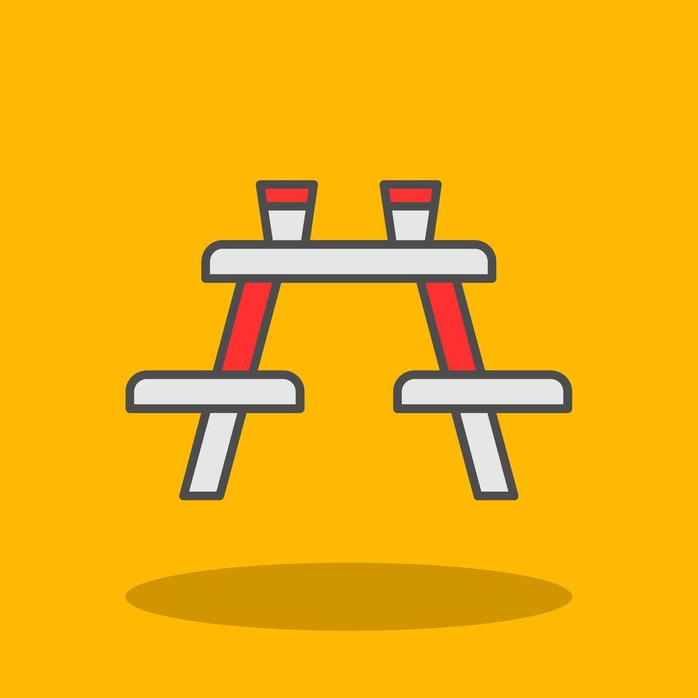 Picnic Table Filled Shadow Icon vector