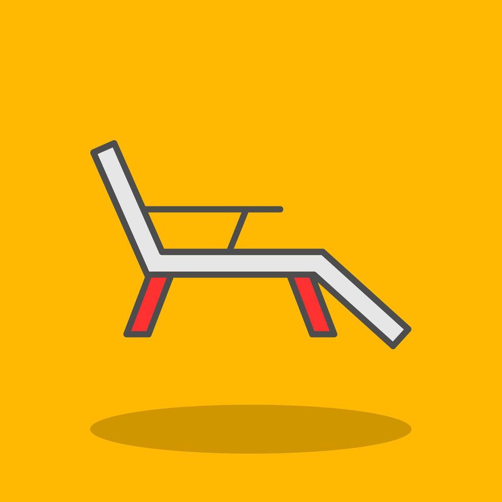 Deck Chair Filled Shadow Icon vector