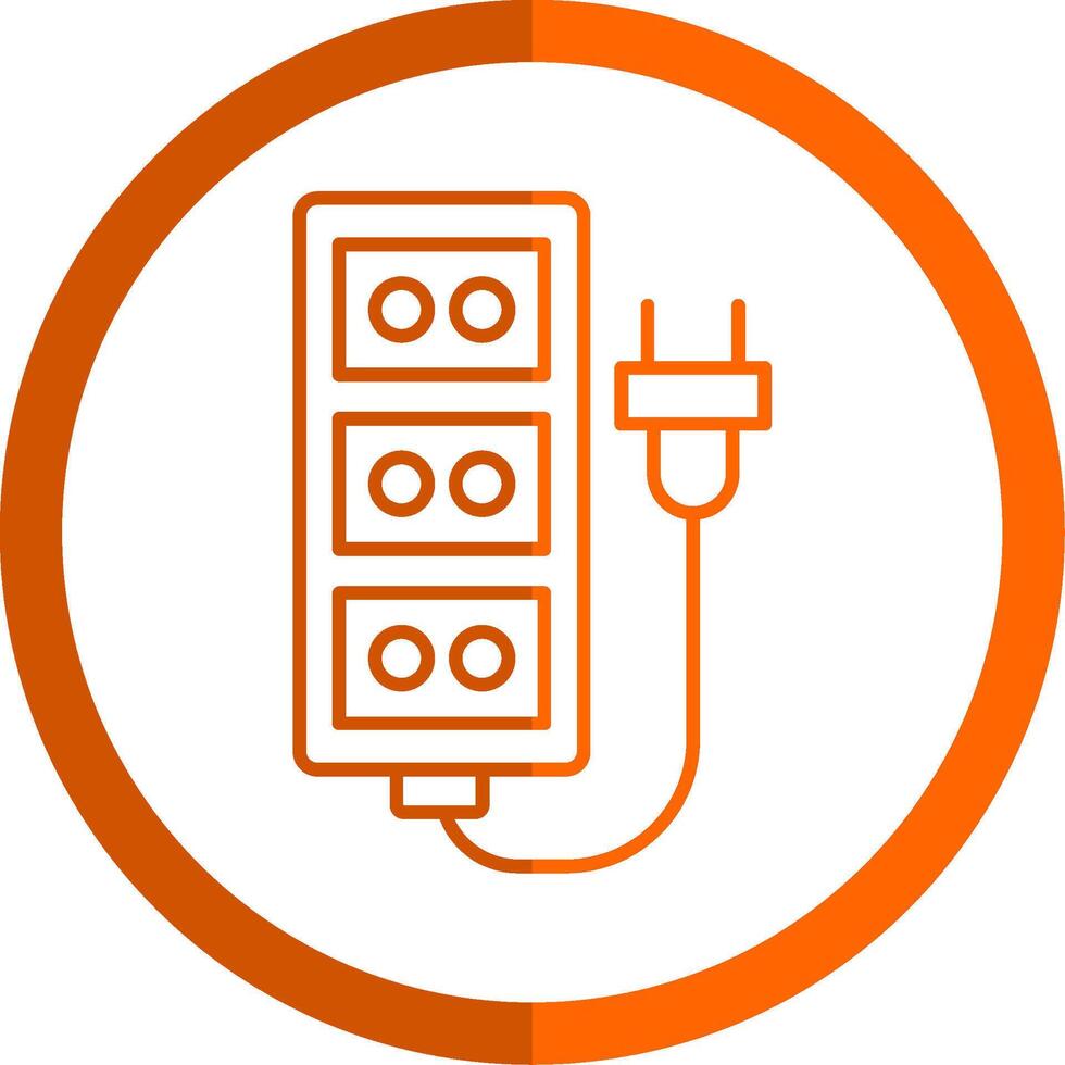 extensión cable línea naranja circulo icono vector