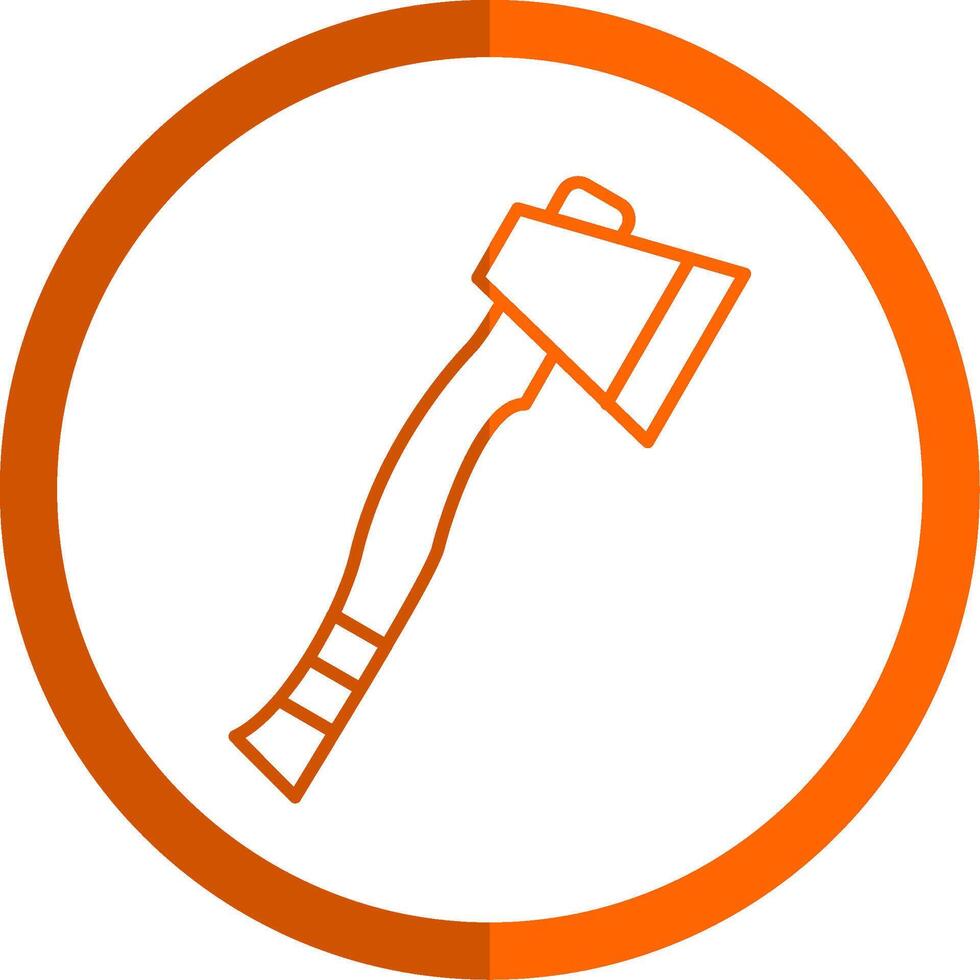 Hatchet Line Orange Circle Icon vector