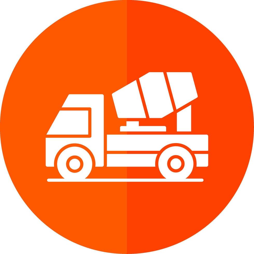 Concrete Mixer Glyph Red Circle Icon vector