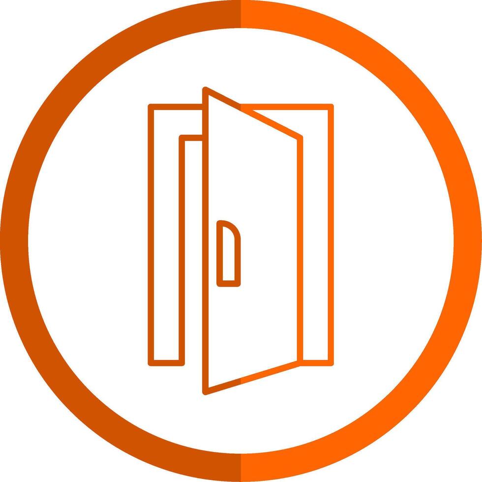 Door Line Orange Circle Icon vector