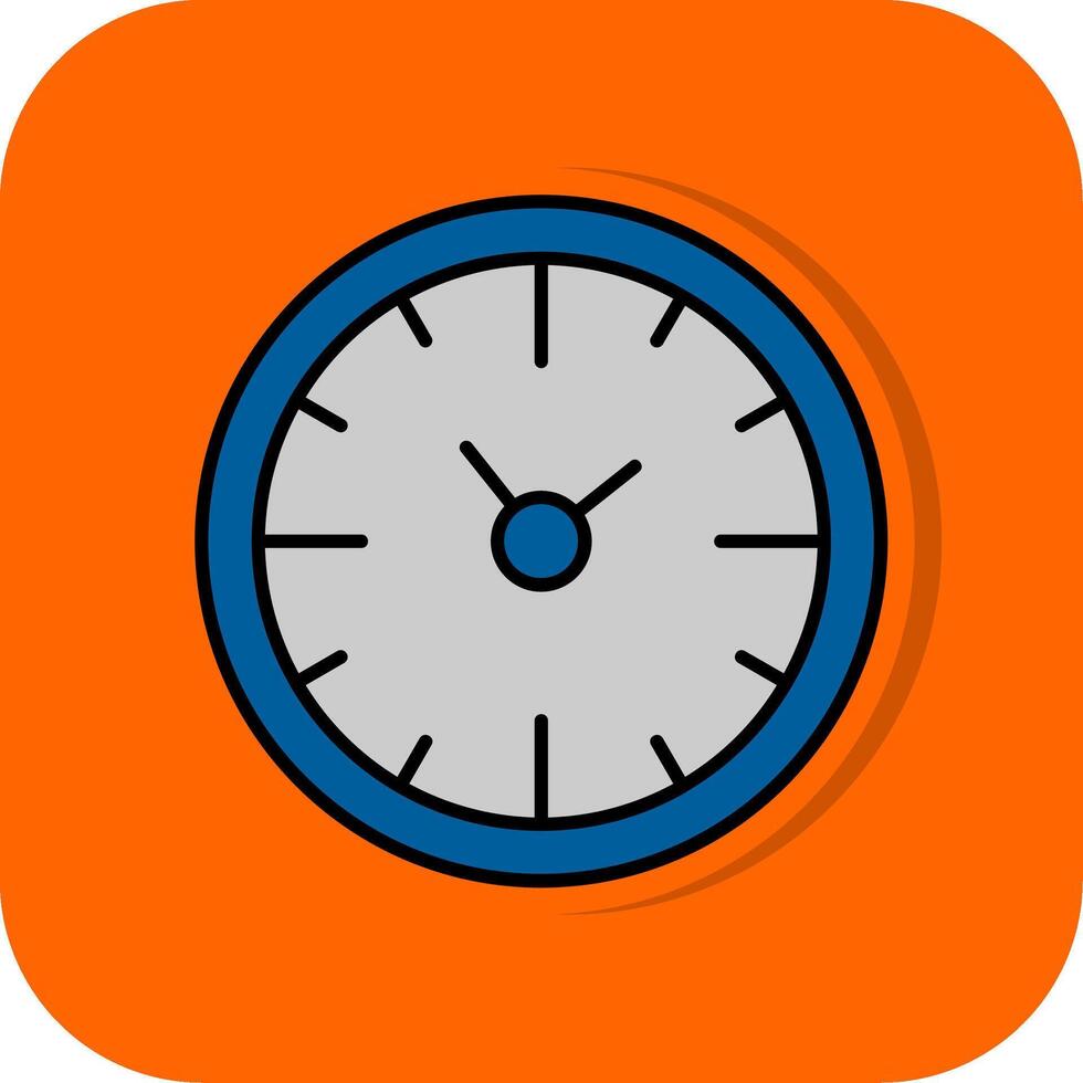 Clock Time Filled Orange background Icon vector