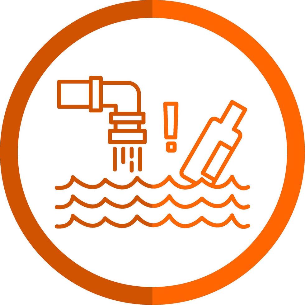 Water Pollution Line Orange Circle Icon vector