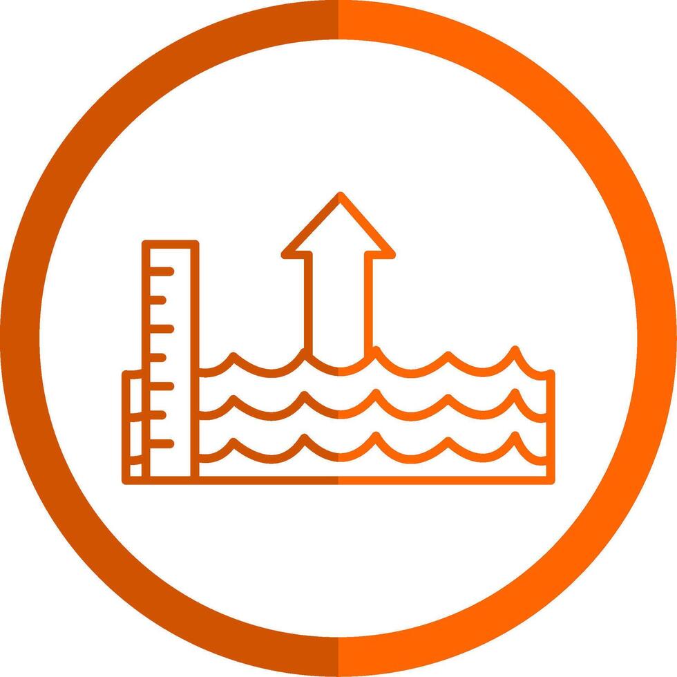 Sea Level Rise Line Orange Circle Icon vector