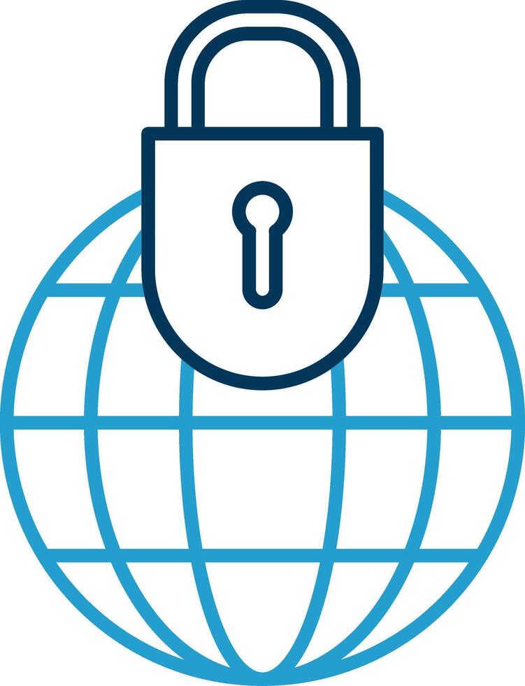 Global Security Line Blue Two Color Icon vector