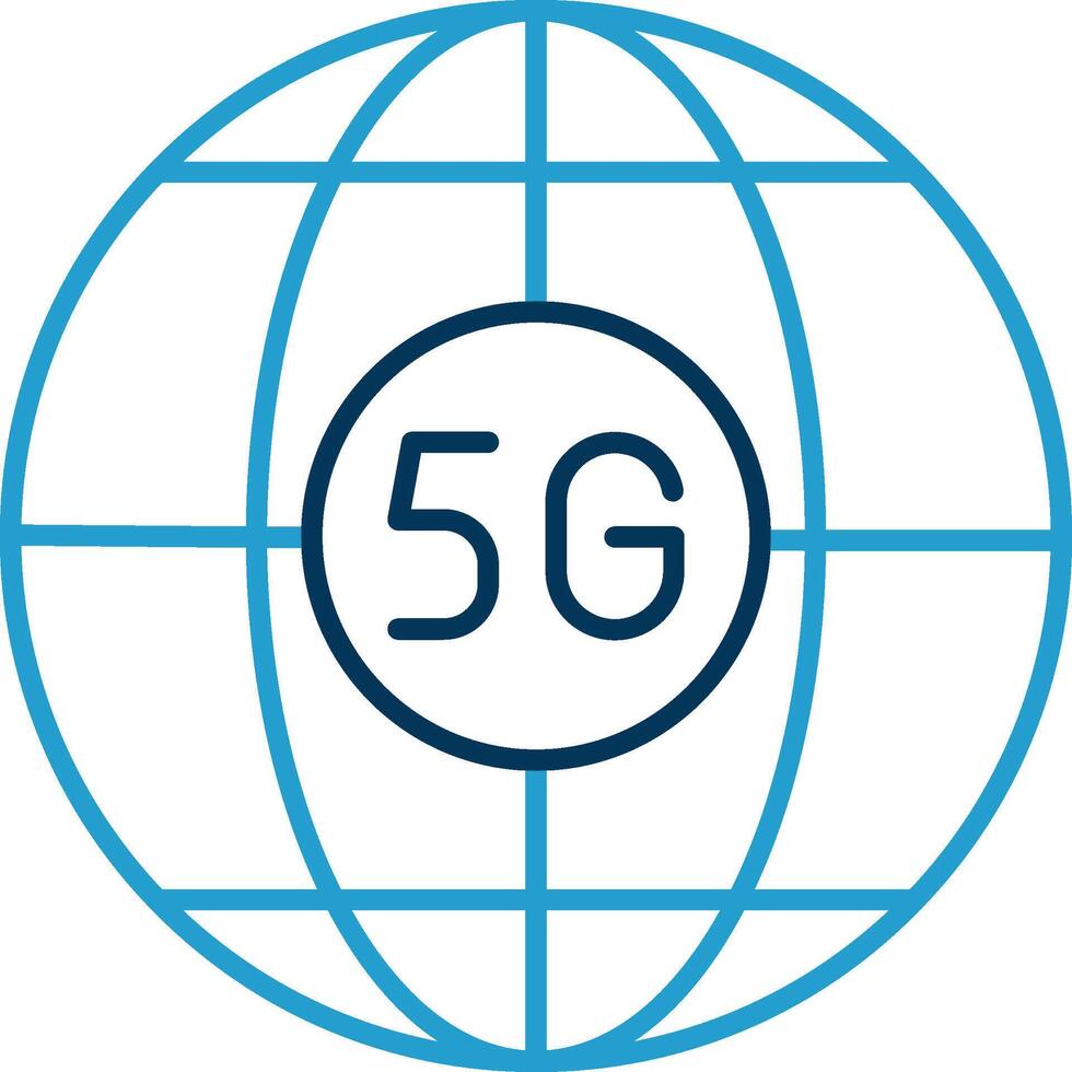 Global Line Blue Two Color Icon vector