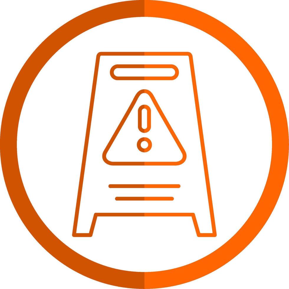 Hazard Sign Line Orange Circle Icon vector