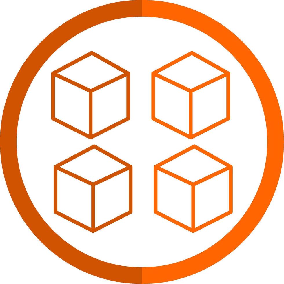 Cube Line Orange Circle Icon vector